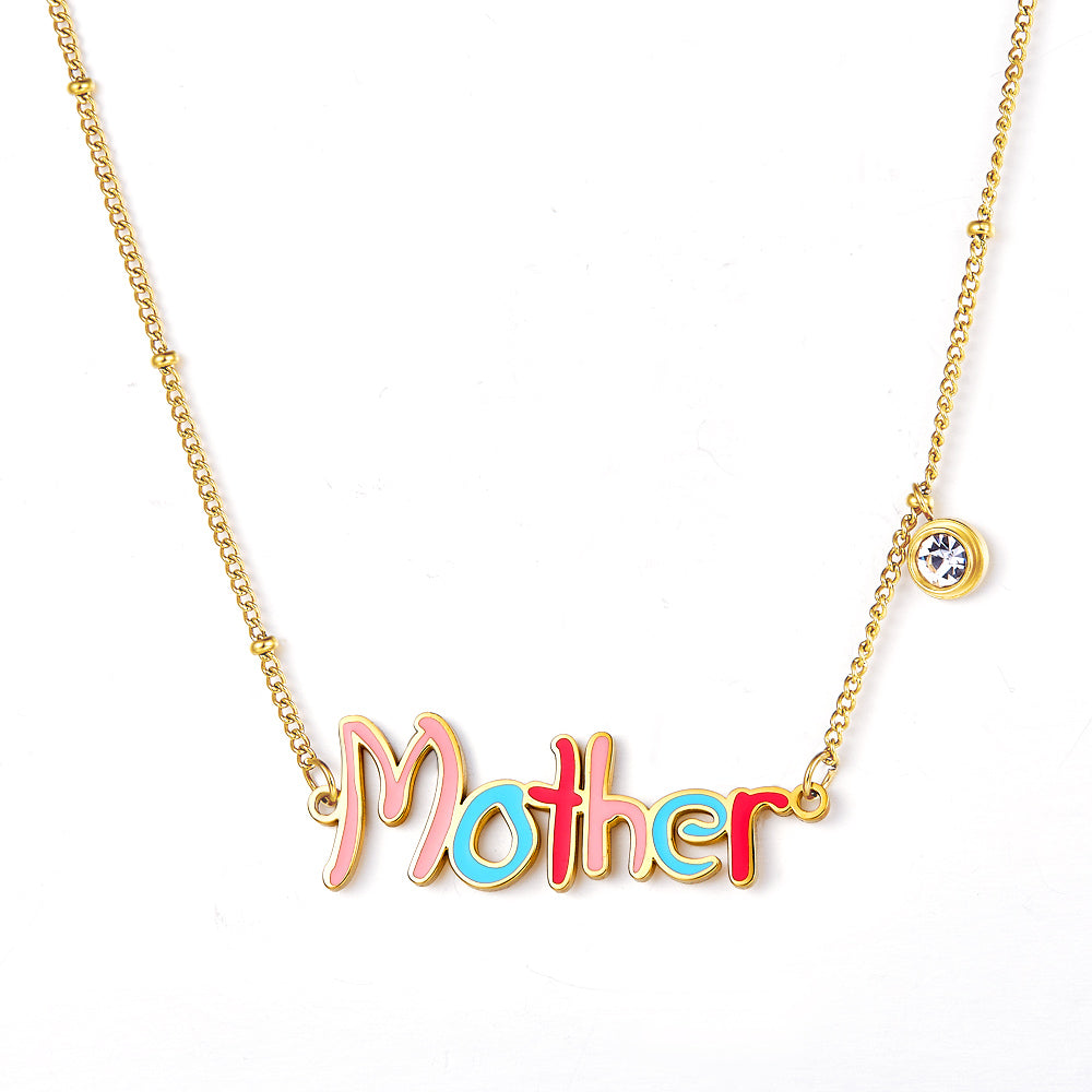 New Fashion Mother Colorful Letter Necklace asonjewelry